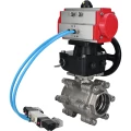 Кран шаровой DN.ru BV3232P(3pc)-FP-SW-ISO-H Ду65 Ру63 полнопроходной, корпус - нержавеющая сталь SS316, под приварку, с пневмоприводом PA-DA-105, пневмораспределителем 4V320-08 220В, ручным дублером MON2-450-T28-ISO