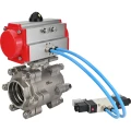 Кран шаровой DN.ru BV3232P(3pc)-FP-SW-ISO-H Ду40 Ру63 полнопроходной, корпус - нержавеющая сталь SS316, под приварку, с пневмоприводом PA-DA-065, пневмораспределителем 4V320-10 220В