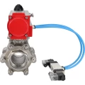Кран шаровой DN.ru BV3232P(3pc)-FP-SW-ISO-H Ду100 Ру63 полнопроходной, корпус - нержавеющая сталь SS316, под приварку, с пневмоприводом PA-DA-105, пневмораспределителем 4V320-08 220В
