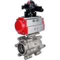 Кран шаровой DN.ru BV3232P(3pc)-FP-SW-ISO-H Ду40 Ру63 полнопроходной, корпус - нержавеющая сталь SS316, под приварку, с пневмоприводом PA-DA-065, БКВ APL-210N