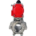 Кран шаровой DN.ru BV3232P(3pc)-FP-SW-ISO-H Ду65 Ру63 полнопроходной, корпус - нержавеющая сталь SS316, под приварку, с пневмоприводом PA-DA-105 двойного действия