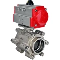 Кран шаровой DN.ru BV3232P(3pc)-FP-SW-ISO-H Ду80 Ру63 полнопроходной, корпус - нержавеющая сталь SS316, под приварку, с пневмоприводом PA-DA-105 двойного действия