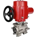 Кран шаровой DN.ru BV3232P(3pc)-FP-SW-ISO-H Ду100 Ру63 полнопроходной, корпус - нержавеющая сталь SS316, под приварку, с 1/4-оборотным взрывозащищенным электроприводом QT-EX-020M-O2-380VAC-У1 с моментнойм муфтой и штурвалом