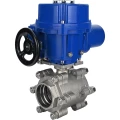 Кран шаровой DN.ru BV3232P(3pc)-FP-SW-ISO-H Ду80 Ру63 полнопроходной, корпус - нержавеющая сталь SS316, под приварку, с электроприводом DN.ru QT-N-015M-O2-220VAC-У1 с моментной муфтой и штурвалом