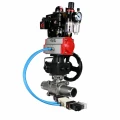 Кран шаровой DN.ru Ду40 Ру40, полнопроходной, нержавеющая сталь 316, PTFE, под приварку, с пневмоприводом PA-DA-065, с пневмораспределителем 4V320-08 AC220V, БКВ APL-410N Ex, ручным Дублером MON1-250-T26-ISO, БПВ AFC2000 (BV3232P(3pc)-FP-W-ISO-H LONG)