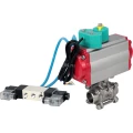 Кран шаровой DN.ru BV3232P(3pc)-FP-W-ISO-H Ду40 Ру40 полнопроходной, корпус - нержавеющая сталь 316, уплотнение - PTFE, под приварку, с пневмоприводом PA-DA-083, пневмораспределителем 4V320-08 220В и магнитным переключателем ALS200D