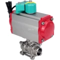 Кран шаровой DN.ru BV3232P(3pc)-FP-W-ISO-H Ду40 Ру40 полнопроходной, корпус - нержавеющая сталь 316, уплотнение - PTFE, под приварку, с пневмоприводом PA-DA-083 и магнитным переключателем ALS200D