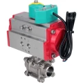 Кран шаровой DN.ru BV3232P(3pc)-FP-W-ISO-H Ду40 Ру40 полнопроходной, корпус - нержавеющая сталь 316, уплотнение - PTFE, под приварку, с пневмоприводом PA-DA-083 и магнитным переключателем ALS200D