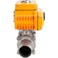 Кран шаровой DN.ru BV3131P(3pc)-FP-W-ISO-H LONG Ду15 Ру63, полнопроходной, трехсоставной, нержавеющая сталь 304, PTFE, под приварку, с электроприводом четвертьоборотным DN.ru QT-N-005EM-B1-220VAC-У1-HARK