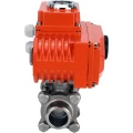Кран шаровой DN.ru BV3232P(3pc)-FP-W-ISO-H WDVF Ду32 Ру63 полнопроходной, трехсоставной, корпус - нержавеющая сталь 316, уплотнение - PTFE, под приварку, с 1/4-оборотным электроприводом DN.ru QT-N-003EM-O1-220VAC-У1 HARK