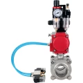Кран шаровой DN.ru BV3232P(3pc)-FP-W-ISO-H WDVF Ду32 Ру63 полнопроходной, трехсоставной, корпус - нержавеющая сталь 316, уплотнение - PTFE, под приварку, с пневмоприводом PA-SA-083, пневмораспределителем 4V320-10 220В, БКВ APL-210N, БПВ AFC2000