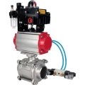 Кран шаровой DN.ru BV3232P(3pc)-FP-W-ISO-H WDVF Ду20 Ру63 полнопроходной, трехсоставной, корпус - нержавеющая сталь 316, уплотнение - PTFE, под приварку, с пневмоприводом PA-DA-052, пневмораспределителем 4V320-08 220В, БКВ APL-410N EX, БПВ AFC2000