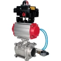 Кран шаровой DN.ru BV3232P(3pc)-FP-W-ISO-H WDVF Ду20 Ру63 полнопроходной, трехсоставной, корпус - нержавеющая сталь 316, уплотнение - PTFE, под приварку, с пневмоприводом PA-SA-065, пневмораспределителем 4V320-10 220В, БКВ APL-410N EX