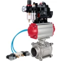 Кран шаровой DN.ru BV3232P(3pc)-FP-W-ISO-H WDVF Ду32 Ру63 полнопроходной, трехсоставной, корпус - нержавеющая сталь 316, уплотнение - PTFE, под приварку, с пневмоприводом PA-DA-052, пневмораспределителем 4V320-08 220В, БКВ APL-510N EX, БПВ AFC2000