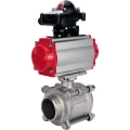 Кран шаровой DN.ru BV3232P(3pc)-FP-W-ISO-H WDVF Ду25 Ру63 полнопроходной, трехсоставной, корпус - нержавеющая сталь 316, уплотнение - PTFE, под приварку, с пневмоприводом PA-DA-052, БКВ APL-210N