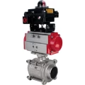Кран шаровой DN.ru BV3232P(3pc)-FP-W-ISO-H WDVF Ду32 Ру63 полнопроходной, трехсоставной, корпус - нержавеющая сталь 316, уплотнение - PTFE, под приварку, с пневмоприводом PA-SA-083, БКВ APL-410N EX