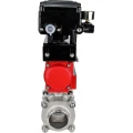 Кран шаровой DN.ru BV3232P(3pc)-FP-W-ISO-H WDVF Ду25 Ру63 полнопроходной, трехсоставной, корпус - нержавеющая сталь 316, уплотнение - PTFE, под приварку, с пневмоприводом PA-SA-083, электропн. поворотным позиционером YT-1000RSN с обратной связью