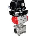 Кран шаровой DN.ru BV3232P(3pc)-FP-W-ISO-H WDVF Ду40 Ру40 полнопроходной, трехсоставной, нержавеющая сталь 316, уплотнение - PTFE, под приварку, с пневмоприводом PA-DA-065, электропневматическим поворотным позиционером YT-1000RSN с обратной связью