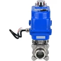 Кран шаровой DN.ru BV3232P(3pc)-FP-W-ISO-H WDVF Ду25 Ру63 полнопроходной, трехсоставной, корпус - нержавеющая сталь 316, уплотнение - PTFE, под приварку, с 1/4-оборотным электроприводом DN.ru QT-N-003EM-O1-220VAC-У1 blue