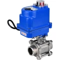Кран шаровой DN.ru BV3232P(3pc)-FP-W-ISO-H WDVF Ду20 Ру63 полнопроходной, трехсоставной, корпус - нержавеющая сталь 316, уплотнение - PTFE, под приварку, с 1/4-оборотным электроприводом DN.ru QT-N-003EM-O1-24VDC-У1 blue