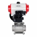 Кран шаровой DN.ru BV3232P(3pc)-FP-W-ISO-H Ду65 Ру25, полнопроходной под приварку, нержавеющая сталь SS316, уплотнение - PTFE, с пневмоприводом PA-DA-083 двойного действия, с пневмораспределителем 4M310-08 DC24V, с ручным дублером MON2-450-T28-ISO