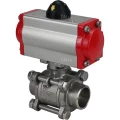 Кран шаровой DN.ru BV3232P(3pc)-FP-W-ISO-H Ду10 Ру63 полнопроходной двухходовой, нержавеющая сталь SS316, под приварку, уплотнение - PTFE, с пневмоприводом DN.ru PA-DA-52 двойного действия