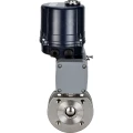 Кран шаровой DN.ru BV3232P-FP-Fb-ISO-H Ду65 Ру16 полнопроходной, межфланцевый, корпус - нержавеющая сталь SS316, уплотнение - PTFE, с электроприводом четвертьоборотным DN.ru QTSA-N-007EM-O0-220VAC с пружинным возвратом
