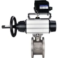 Кран шаровой DN.ru BV3232P-FP-Fb-ISO-H Ду80 Ру16, полнопроходной межфланцевый, нержавеющая сталь SS316, уплотнение - PTFE, с пневмоприводом PA-DA-105-1 двойного действия и с электропневматическим поворотным позиционером YT-1000RSN с обратной связью