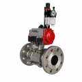 Кран шаровой DN.ru BV3232P(3pc)-FP-F-ISO-H Ду80 Ру40 фланцевый корпус - нержавеющая сталь 316, полнопроходной, уплотнение - PTFE, с пневмоприводом PA-DA-083, пневмораспределителем 4M310-08 DC24V, БПВ AFC2000