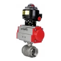 Кран шаровой DN.ru 1/2″ Ду15 Ру63 полнопроходной двухходовой, нержавеющая сталь SS316, внутренняя резьба, уплотнение - PTFE, с пневмоприводом DN.ru PA-DA-52 и БКВ APL-510N-EX (BV3232P(2pc)-FP-T-ISO-H)