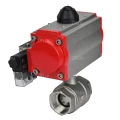 Кран шаровой DN.ru BV3232P(2pc)-FP-T-ISO-H Ду100 Ру40 полнопроходной, внутренняя резьба, нержавеющая сталь 316, уплотнение - PTFE, с пневмоприводом PA-DA-083, пневмораспределителем 4М310-08 24В