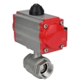 Кран шаровой DN.ru BV3232P(2pc)-FP-T-ISO-H Ду80 Ру40 полнопроходной, внутренняя резьба, нержавеющая сталь 316, уплотнение - PTFE, с пневмоприводом PA-DA-083, пневмораспределителем 4М310-08 24В