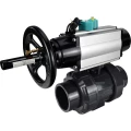 Кран шаровой DN.ru BV4242E-FP-GRM-ISO Дн25 Ру10 полнопроходной, корпус - НПВХ, шар - НПВХ, уплотнение - EPDM, с пневмоприводом PA-DA-105-1 и магнитным переключателем ALS200D