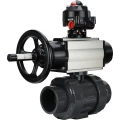 Кран шаровой DN.ru BV4242E-FP-GRM-ISO Дн40 Ру10 полнопроходной, корпус - НПВХ, шар - НПВХ, уплотнение - EPDM, с пневмоприводом PA-DA-105-1 и БКВ APL-510N EX