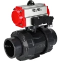 Кран шаровой DN.ru BV4242E-FP-GRM-ISO Дн50 Ру10 полнопроходной, корпус - НПВХ, шар - НПВХ, уплотнение - EPDM, с пневмоприводом PA-DA-052 и пневмораспределителем 4М310-08 24В NAMUR