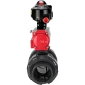 Кран шаровой DN.ru BV4242E-FP-GRM-ISO Дн65 Ру10 полнопроходной, корпус - НПВХ, шар - НПВХ, уплотнение - EPDM, с пневмоприводом PA-SA-065 и БКВ APL-510N EX