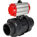 Кран шаровой DN.ru BV4242E-FP-GRM-ISO Дн25 Ру10 полнопроходной, корпус - НПВХ, шар - НПВХ, уплотнение - EPDM, с пневмоприводом PA-SA-052 с возвратными пружинами