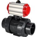 Кран шаровой DN.ru BV4242E-FP-GRM-ISO Дн40 Ру10 полнопроходной, корпус - НПВХ, шар - НПВХ, уплотнение - EPDM, с пневмоприводом PA-SA-065 с возвратными пружинами