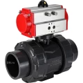Кран шаровой DN.ru BV4242E-FP-GRM-ISO Дн25 Ру10 полнопроходной, корпус - НПВХ, шар - НПВХ, уплотнение - EPDM, с пневмоприводом PA-DA-052 двойного действия