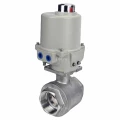 Кран шаровой DN.ru BV3232P(2pc)-FP-T-ISO-H Ду25 Ру63 полнопроходной двухходовой, нержавеющая сталь SS316, внутренняя резьба, уплотнение - PTFE, с электроприводом ГЗ-ОФ-25/5,5К 24В