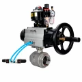 Кран шаровой DN.ru BV3232P(2pc)-FP-T-ISO-H Ду80 Ру40 полнопроходной двухходовой, нержавеющая сталь SS316, внутренняя резьба, PTFE, с пневмоприводом PA-DA-105-1, с пневмораспределителем 4V320-10 AC220V, с БКВ APL-510N EX, с БПВ AFC2000