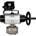 Кран шаровой DN.ru BV3232P(2pc)-FP-T-ISO-H Ду80 Ру40 полнопроходной двухходовой, нерж. сталь SS316, внутренняя резьба, PTFE, с пневмоприводом PA-DA-105-1 двойного действия и с электропневматич. поворотным позиционером YT-1000RSN с обратной связью