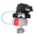 Кран шаровой DN.ru BV3232P(2pc)-FP-T-ISO-H Ду65 Ру40, полнопроходной вн. резьба, нержавеющая сталь SS316, уплотнение - PTFE, с пневмоприводом PA-SA-105 с возвратными пружинами и с электропневматическим поворотным позиционером YT-1000RSN с обратной связью
