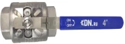 Кран шаровой DN.ru BV3232P(2pc)-FP-T-ISO-H Ду100 Ру40 полнопроходной двухходовой, нержавеющая сталь 316, внутренняя резьба, уплотнение - PTFE, с ISO-фланцем и рукояткой, 19х19, F07/F10