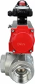 Кран шаровой DN.ru BV3232P(4pc)-SP-3WL-T-ISO-H Ду100 Ру40 стандартнопроходной трехходовой L-тип, нерж. сталь SS316, внутренняя резьба, уплотнение - PTFE, с пневмоприводом PA-DA-83 и блоком концевых выключателей APL-210N