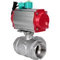 Кран шаровой DN.ru BV3232P(4pc)-SP-3WL-T-ISO-H Ду40 Ру63 стандартнопроходной L-тип, внутренняя резьба, корпус - нержавеющая сталь 316, уплотнение - PTFE, с пневмоприводом PA-DA-065, пневмораспределителем 4M310-08 220В и магнитным переключателем ALS200D