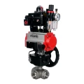 Кран шаровой DN.ru Ду32 Ру63 стандартнопроходной, 3-ходовой L-тип, внутренняя резьба, с пневмоприводом PA-DA-083, пневмораспределителем 4M310-08 DC24V, БКВ APL-410N EX, БПВ AFC2000 и ручным Дублером MON1-250-T26-ISO (BV3232P(4pc)-SP-3WL-T-ISO-H WDVF)