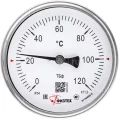 Термометр осевой ФИЗТЕХ ТБф-120 d-100 U=64 (0-120°C), биметаллический 100 мм, тип -ТБф-120, осевое соединение, шкала (0-120°С), погружной шток U=64, IP54, присоединение A2.0х14, класс точности 1.5