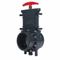 Задвижка шиберная DN.ru GVKR4344TPV-2W-G-Hт Ду50 Ру1.6 клеевая, с выдвижным штоком, материал корпуса - ПВХ (PVC), шибер - пластик ABS, уплотнение - TPV (ТПВ), с ручкой
