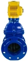Задвижка клиновая 30ч939р (аналог МЗВ) DN.ru GVWN1414E-2W-F Ду150 Ру16 двусторонняя, фланцевая, клин - обрезиненный, шпиндель - невыдвижной, корпус - чугун, уплотнение - EPDM, с электроприводом DN.ru MT-N-020EM-O1-220VAC-У1 220В, цвет - синий